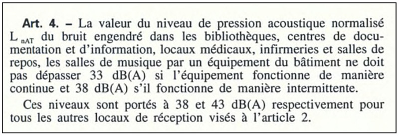 Quels sont les niveaux acoustiques prévus